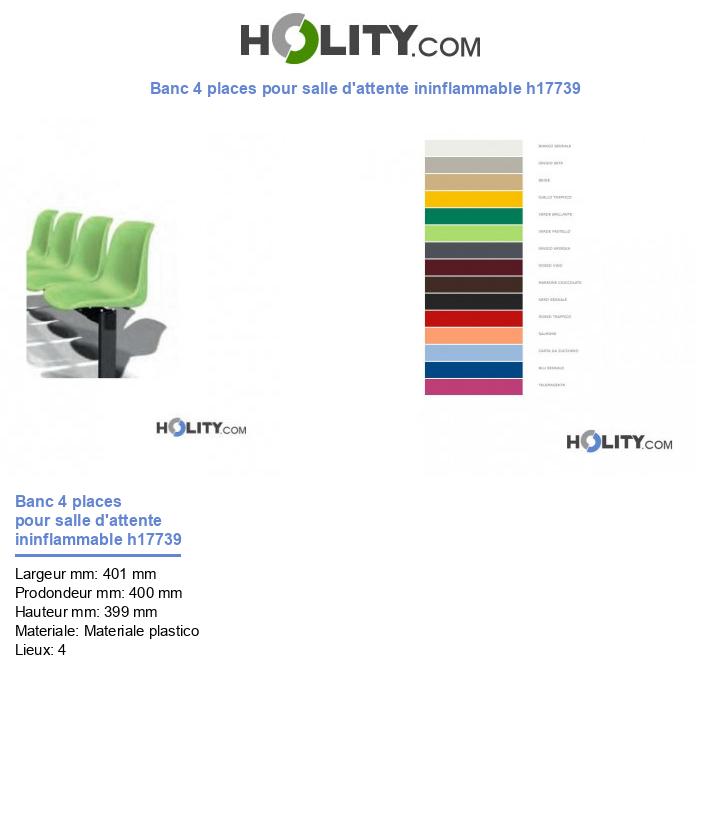 Banc 4 places pour salle d'attente ininflammable h17739