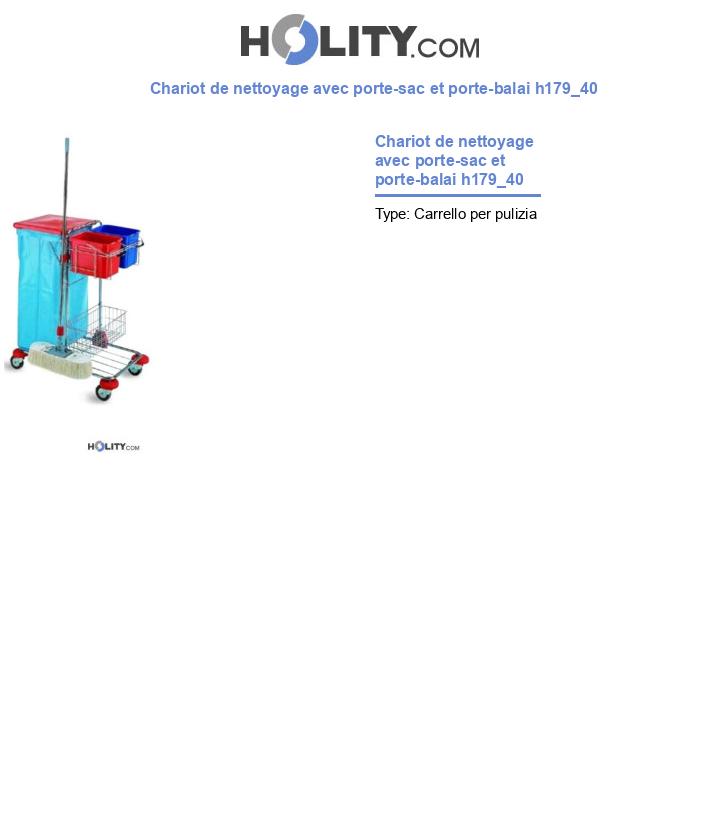 Chariot de nettoyage avec porte-sac et porte-balai h179_40