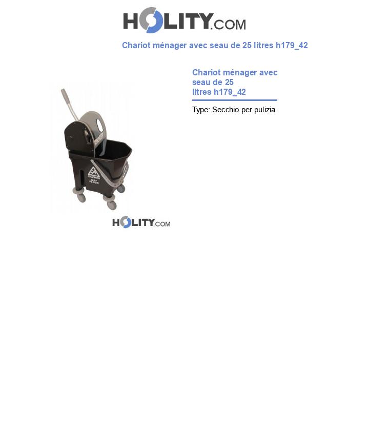 Chariot ménager avec seau de 25 litres h179_42