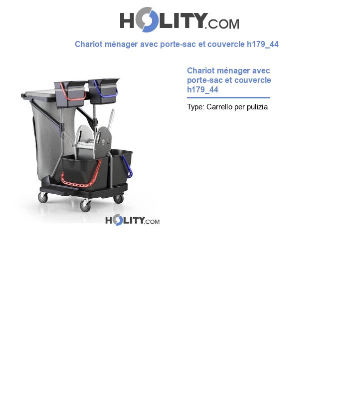 Chariot ménager avec porte-sac et couvercle h179_44