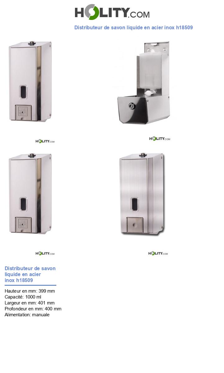 Distributeur de savon liquide en acier inox h18509