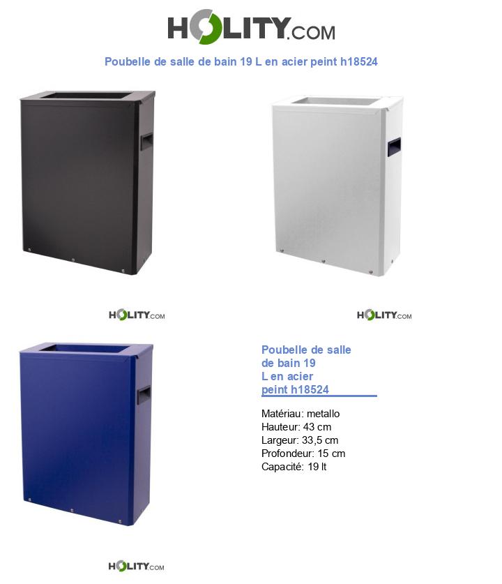 Poubelle de salle de bain 19 L en acier peint h18524