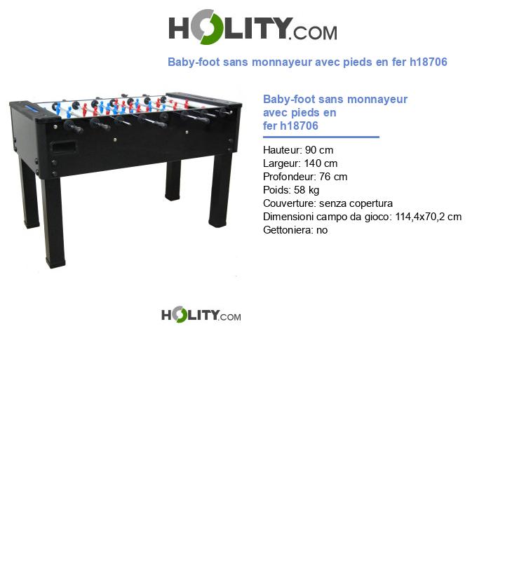 Baby-foot sans monnayeur avec pieds en fer h18706