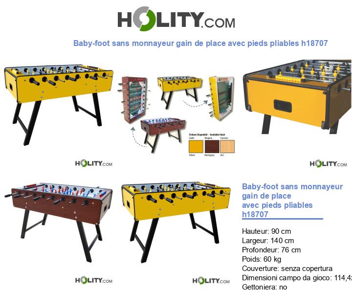 Baby-foot sans monnayeur gain de place avec pieds pliables h18707