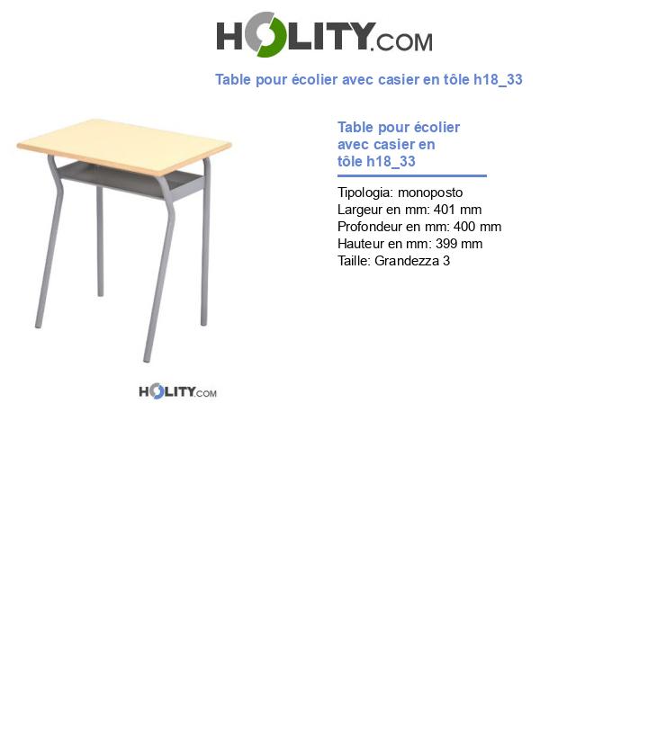 Table pour écolier avec casier en tôle h18_33