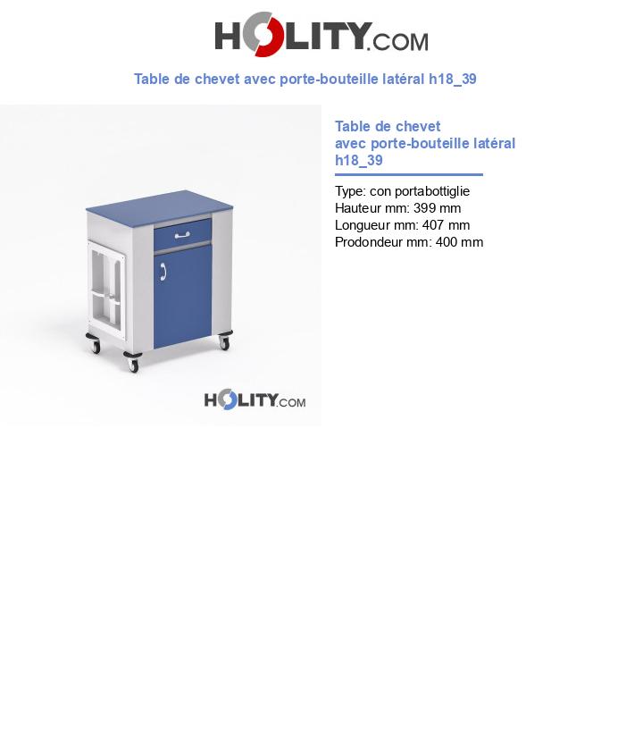Table de chevet avec porte-bouteille latéral h18_39