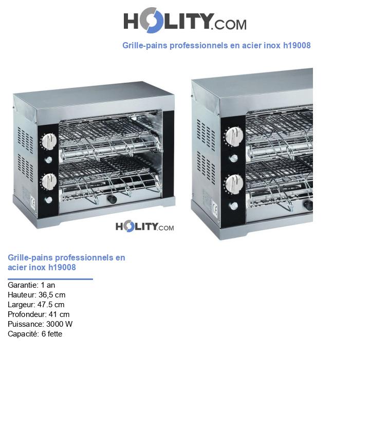 Grille-pains professionnels en acier inox h19008