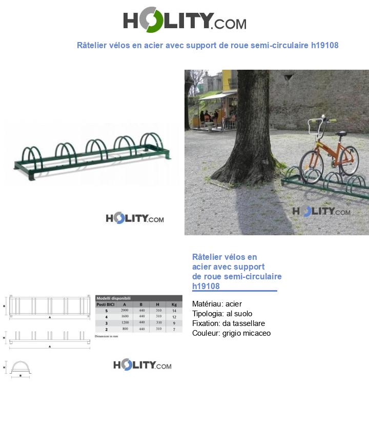 Râtelier vélos en acier avec support de roue semi-circulaire h19108