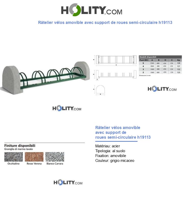 Râtelier vélos amovible avec support de roues semi-circulaire h19113