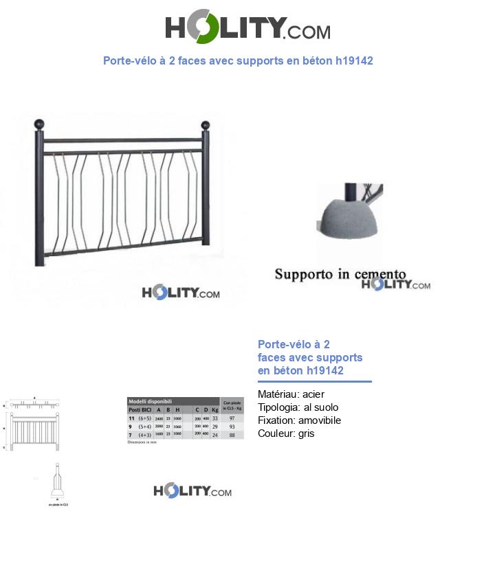 Porte-vélo à 2 faces avec supports en béton h19142