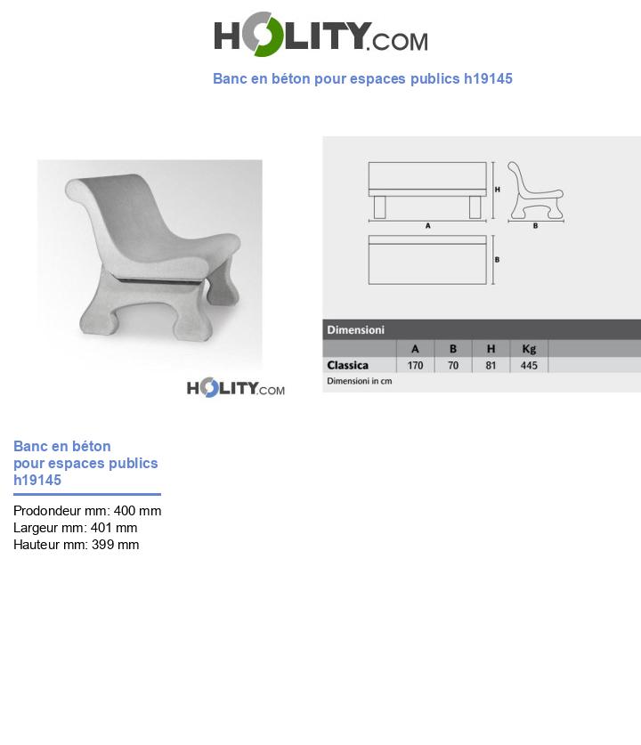 Banc en béton pour espaces publics h19145