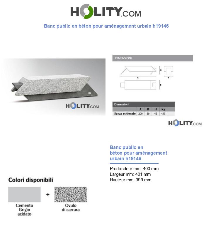 Banc public en béton pour aménagement urbain h19146