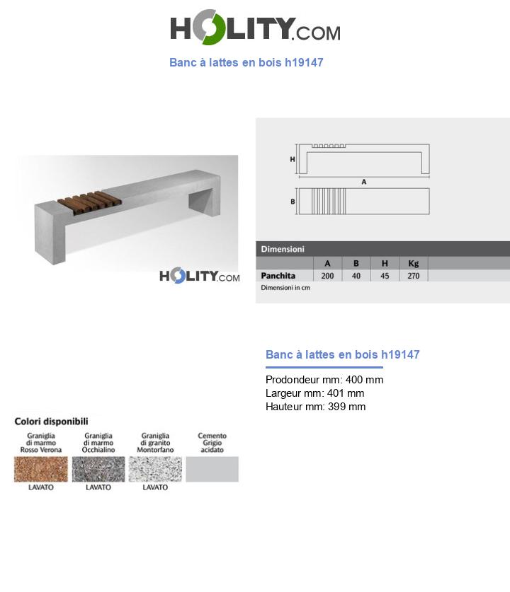 Banc à lattes en bois h19147