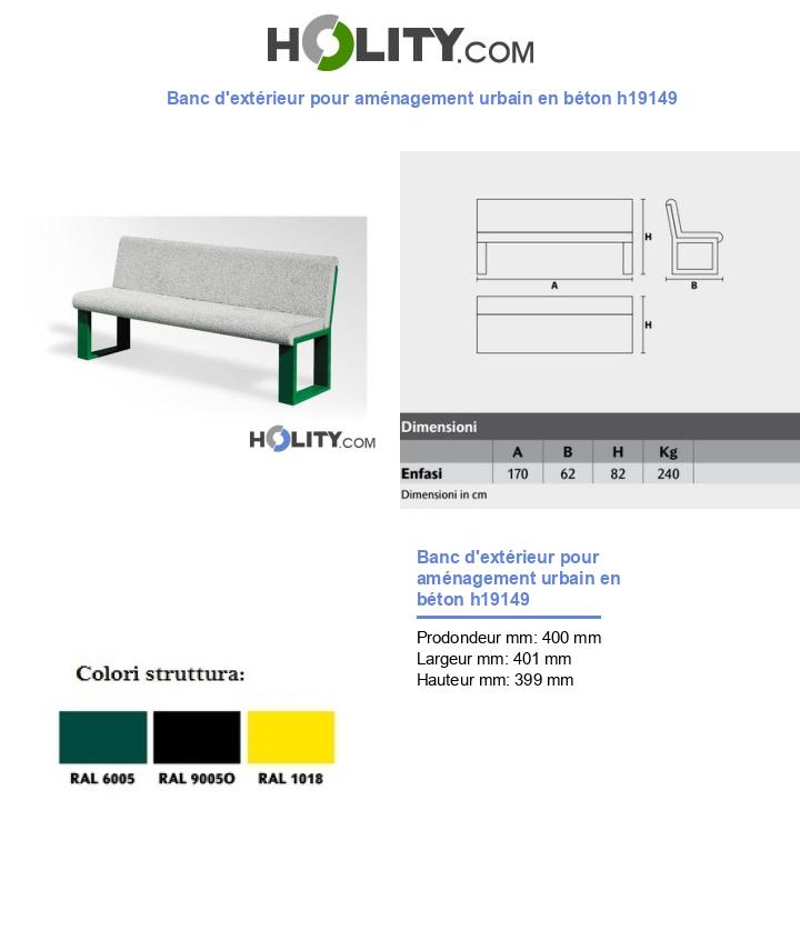 Banc d'extérieur pour aménagement urbain en béton h19149