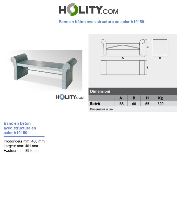 Banc en béton avec structure en acier h19150