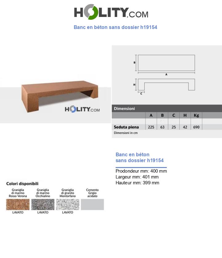 Banc en béton sans dossier h19154