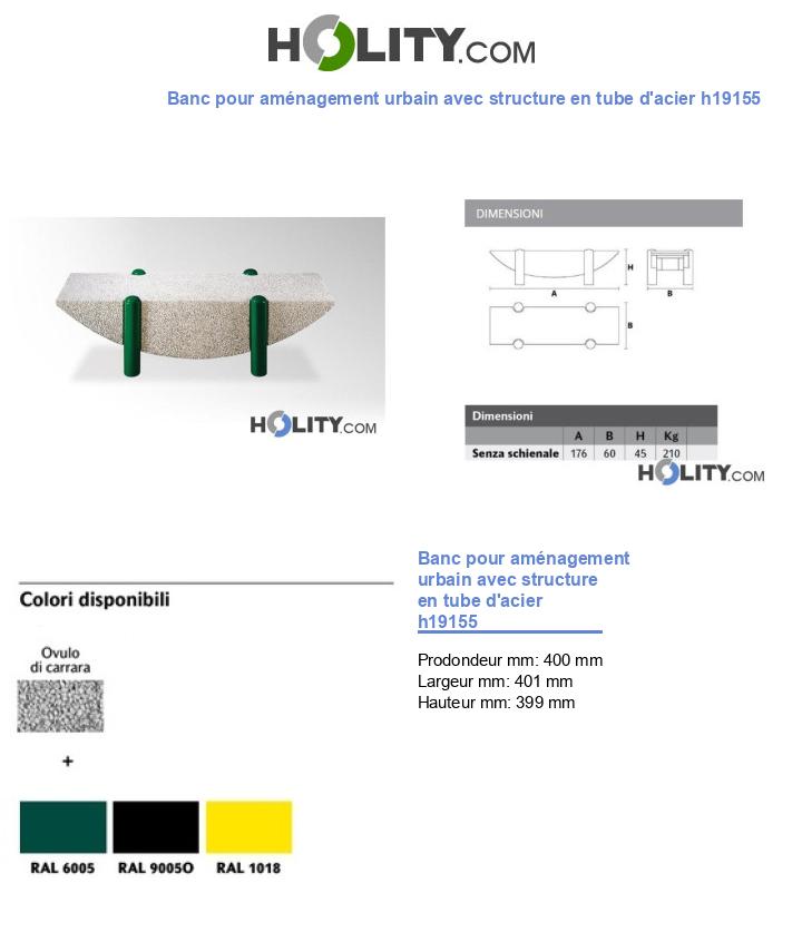 Banc pour aménagement urbain avec structure en tube d'acier h19155