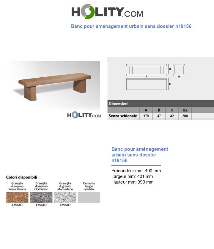 Banc pour aménagement urbain sans dossier h19156