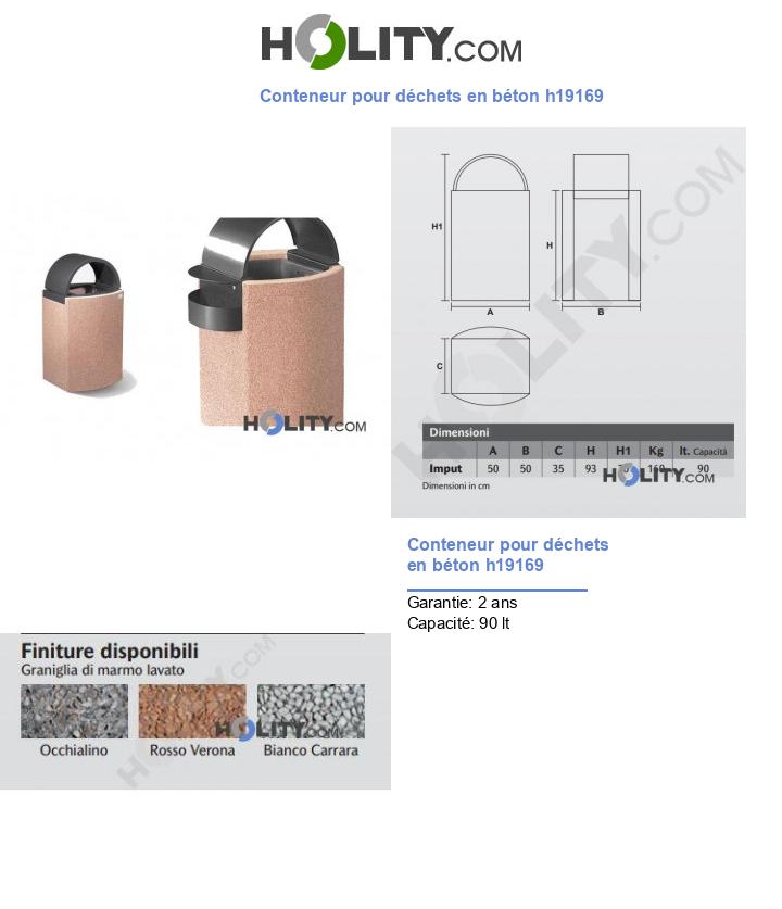 Conteneur pour déchets en béton h19169