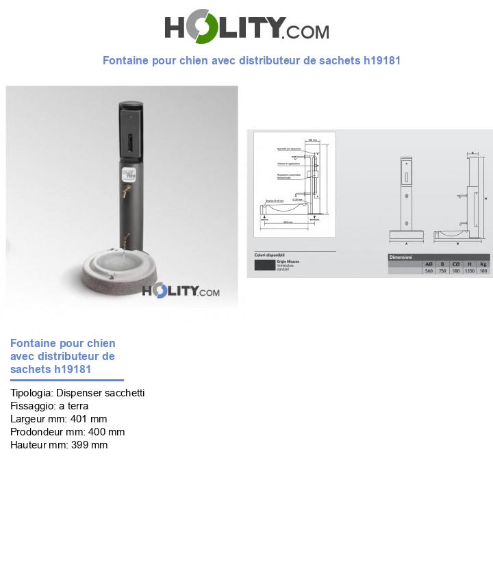 Fontaine pour chien avec distributeur de sachets h19181