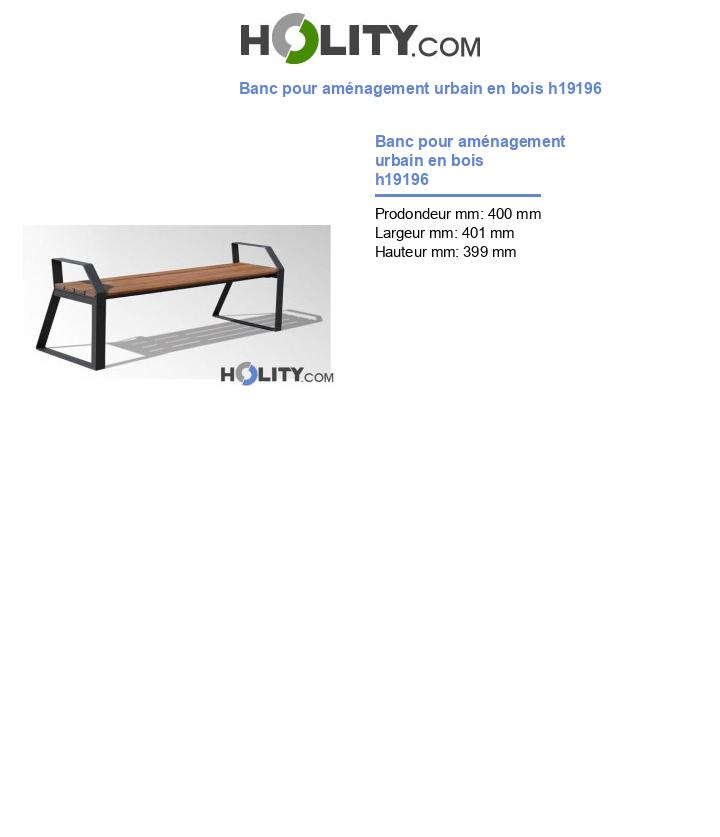 Banc pour aménagement urbain en bois h19196