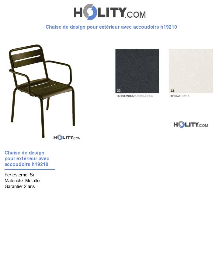 Chaise de design pour extérieur avec accoudoirs h19210