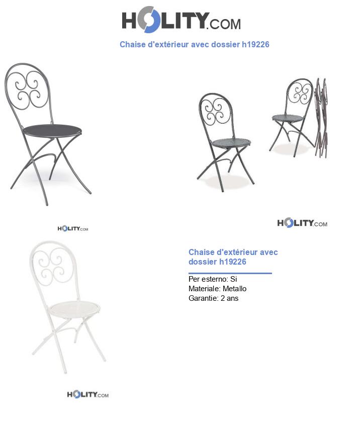 Chaise d'extérieur avec dossier h19226