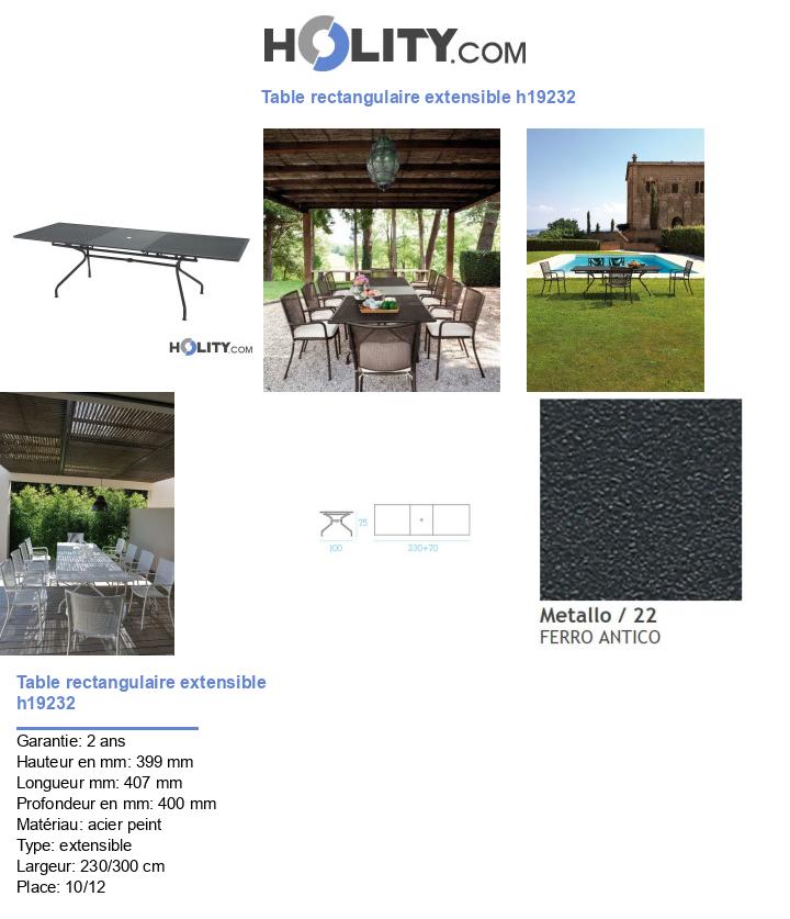 Table rectangulaire extensible h19232