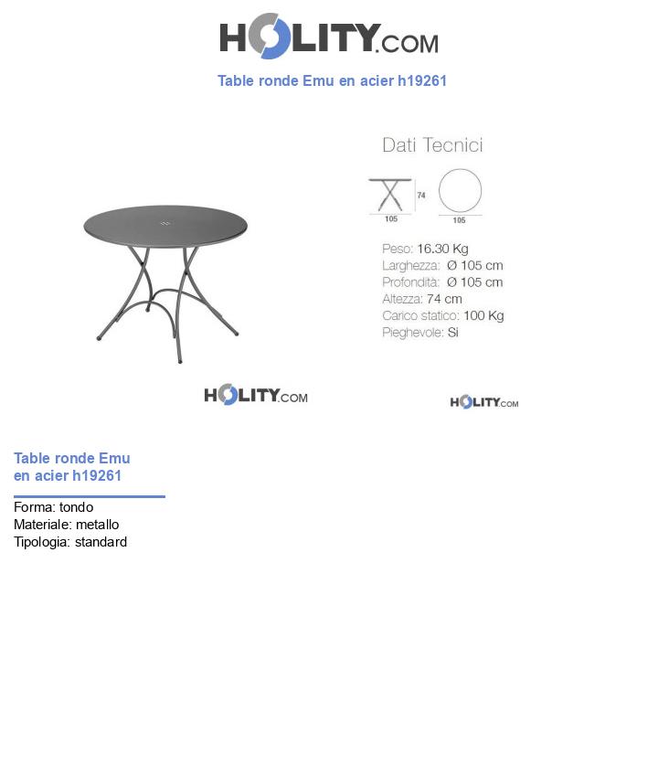 Table ronde Emu en acier h19261