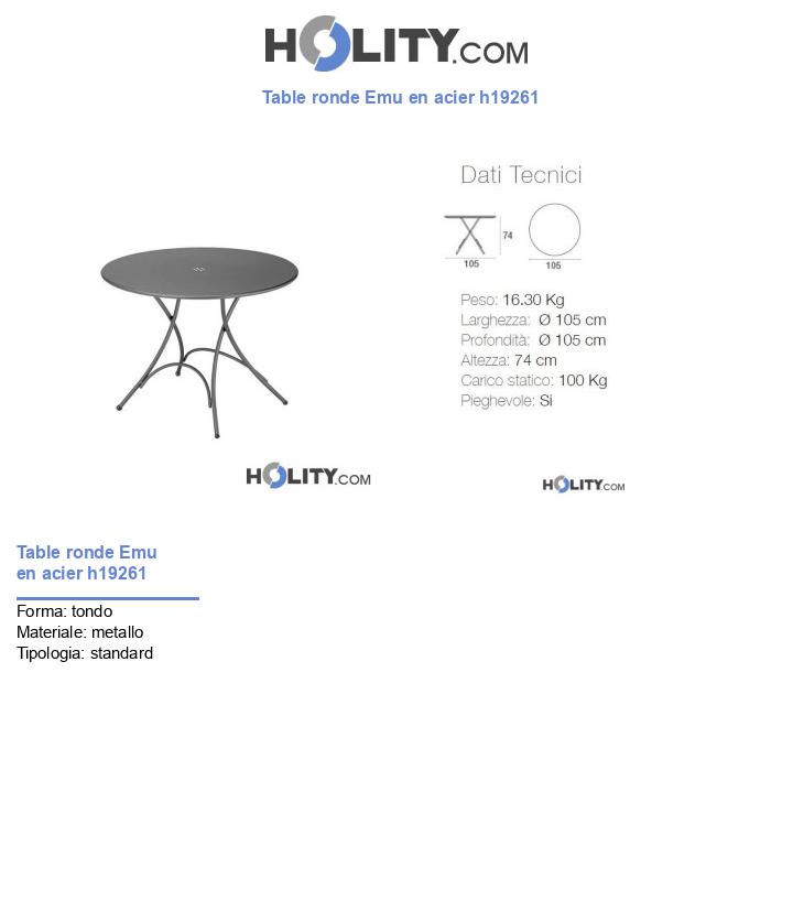 Table de jardin ronde en acier h19261