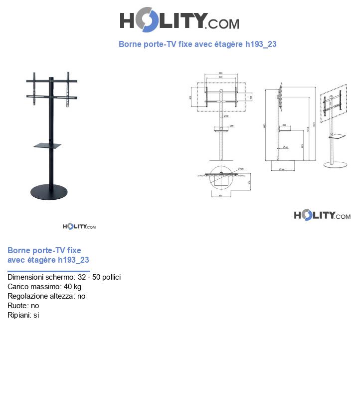 Borne porte-TV fixe avec étagère h193_23