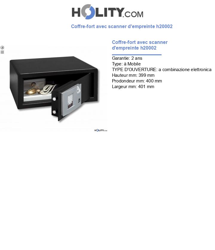 Coffre-fort avec scanner d'empreinte h20002
