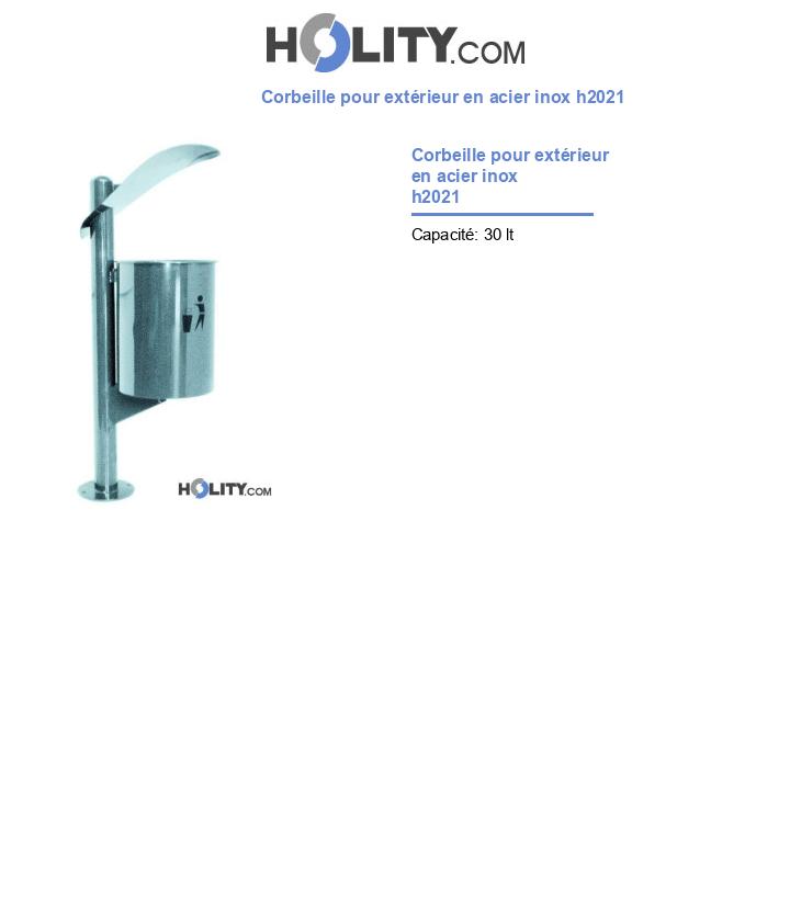 Corbeille pour extérieur en acier inox h2021