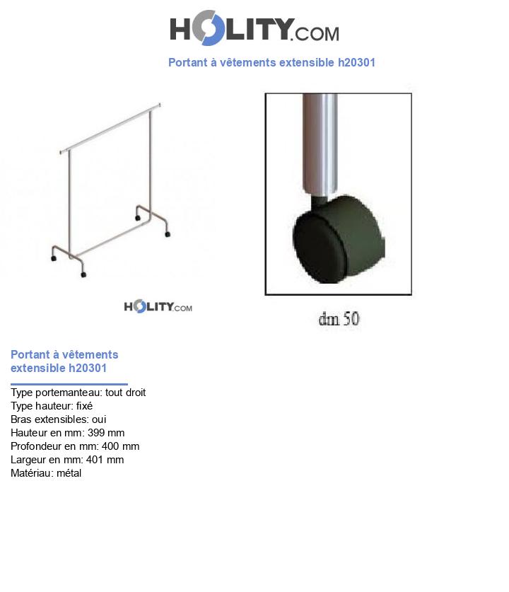 Portant à vêtements extensible h20301