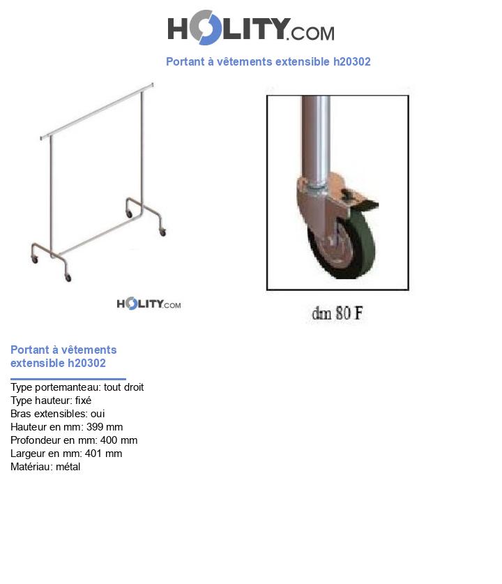 Portant à vêtements extensible h20302