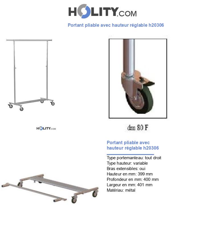 Portant pliable avec hauteur réglable h20306