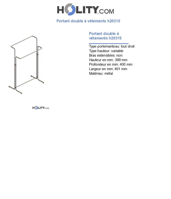 Portant double à vêtements h20315