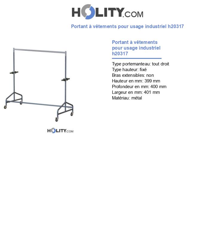 Portant à vêtements pour usage industriel h20317