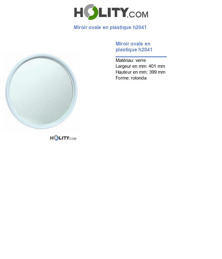 Miroir ovale en plastique h2041