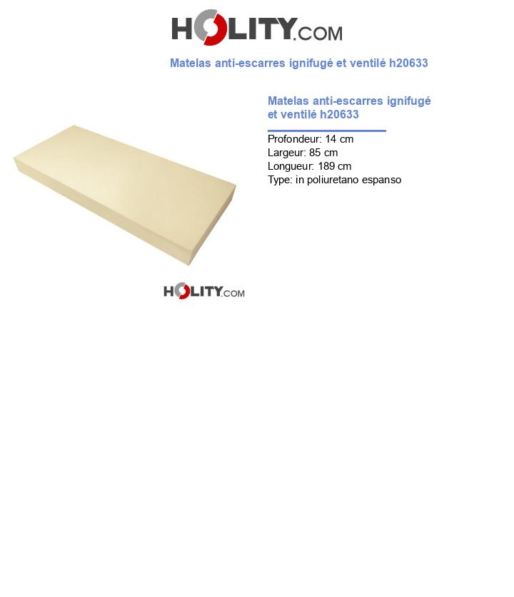 Matelas anti-escarres ignifugé et ventilé h20633