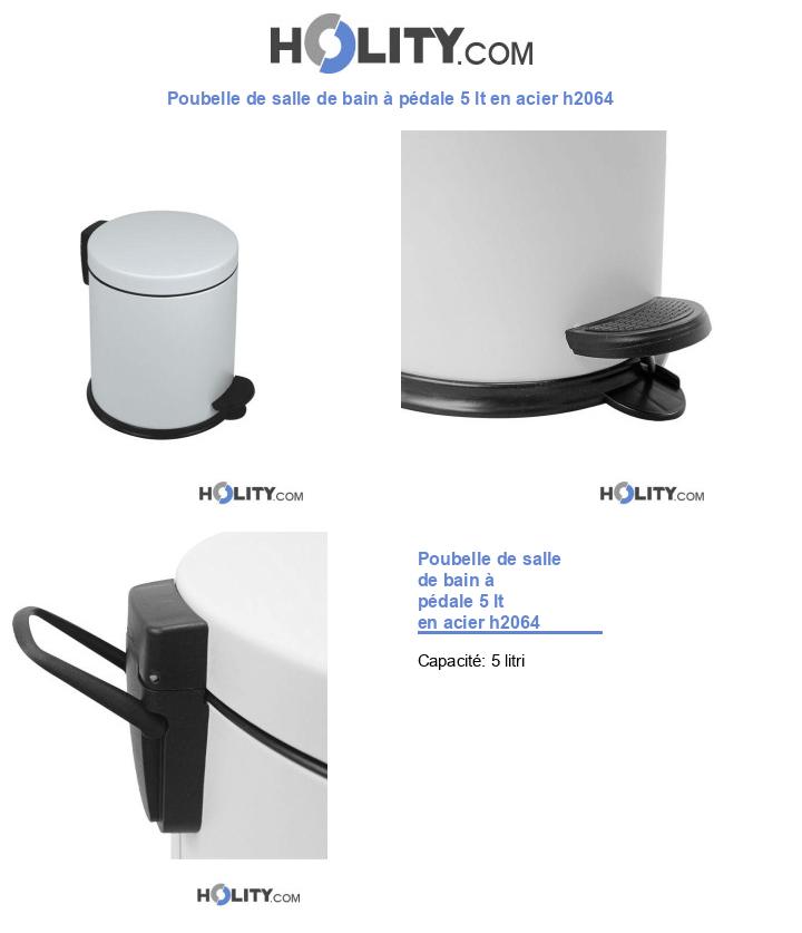 Poubelle de salle de bain à pédale 5 lt en acier h2064