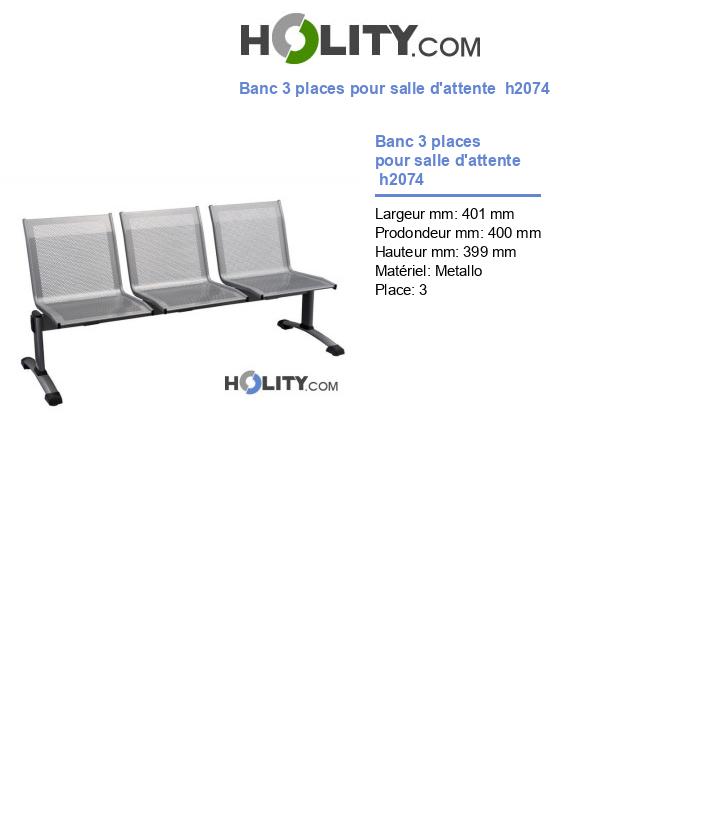 Banc 3 places pour salle d'attente  h2074