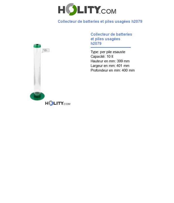Collecteur de batteries et piles usagées h2079