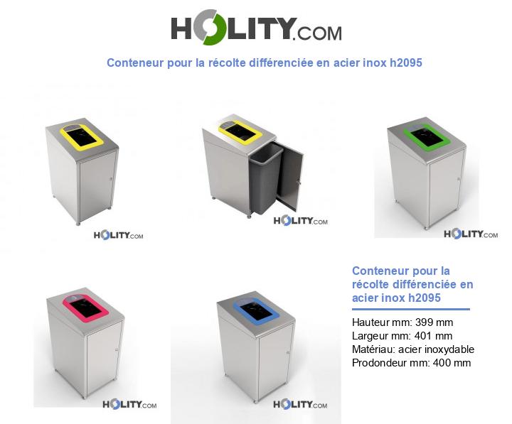 Conteneur pour la récolte différenciée en acier inox h2095