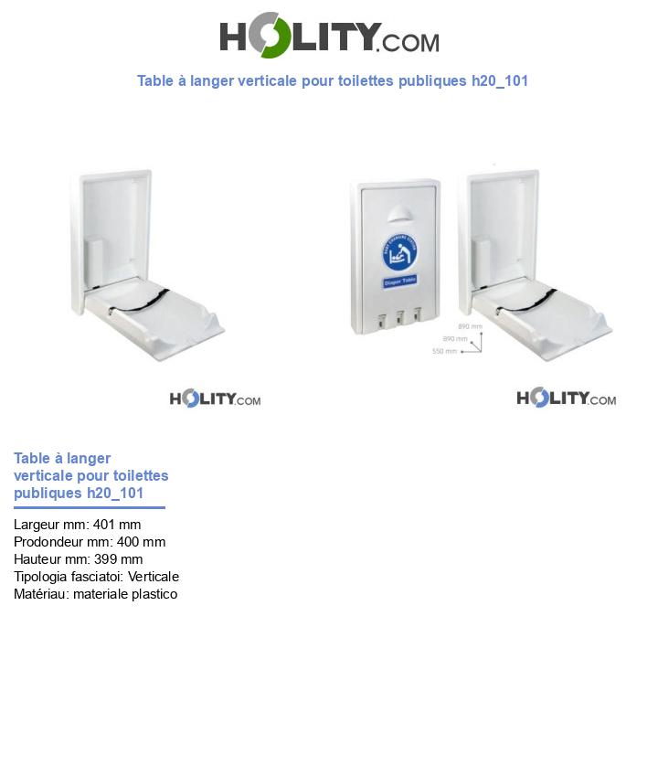 Table à langer verticale pour toilettes publiques h20_101