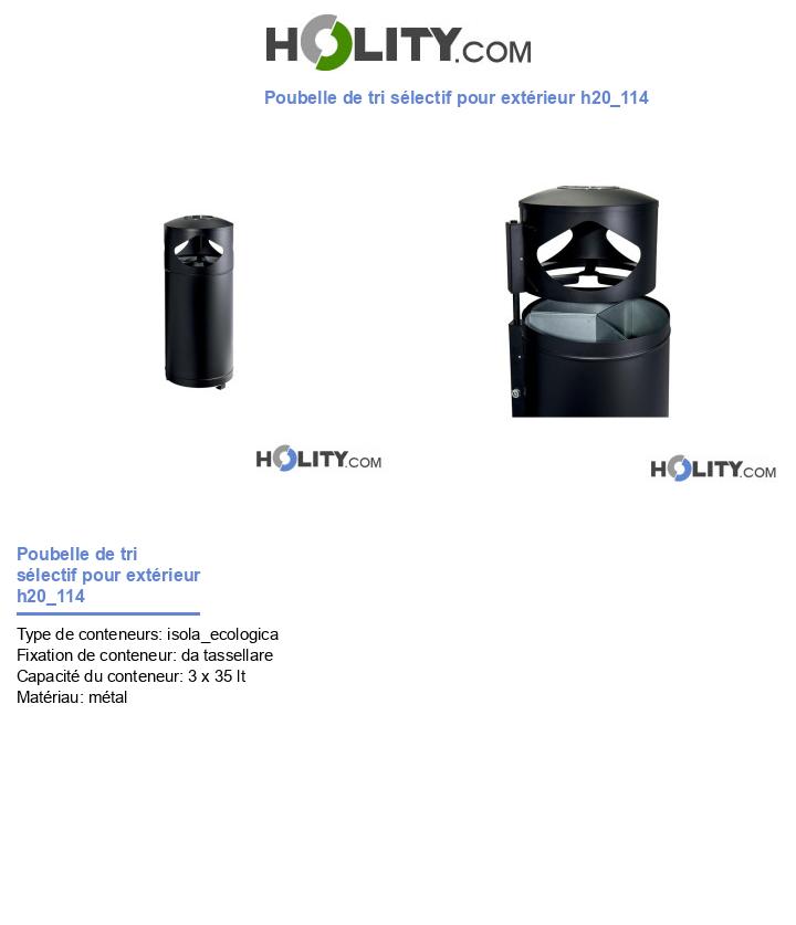 Poubelle de tri sélectif pour extérieur h20_114