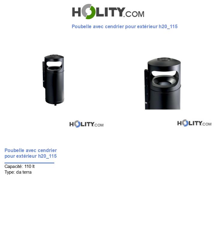 Poubelle avec cendrier pour extérieur h20_115