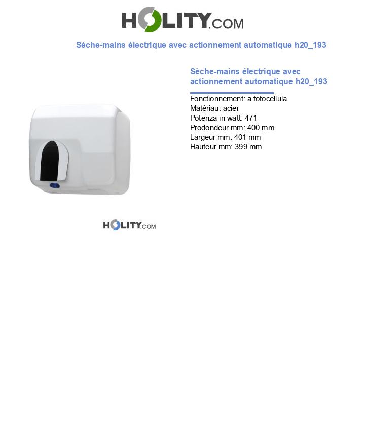 Sèche-mains électrique avec actionnement automatique h20_193