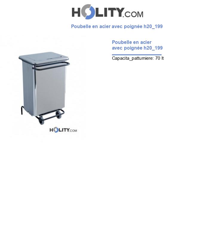 Poubelle en acier avec poignée h20_199