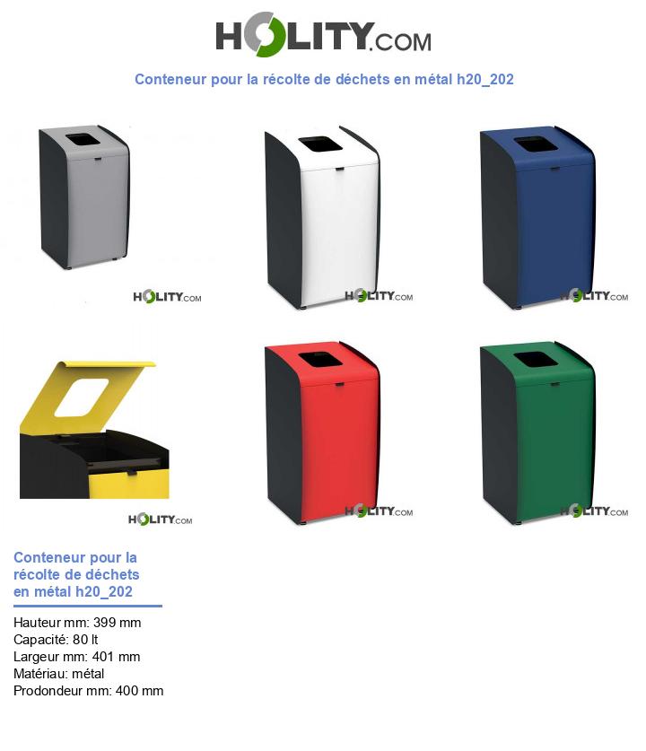 Conteneur pour la récolte de déchets en métal h20_202